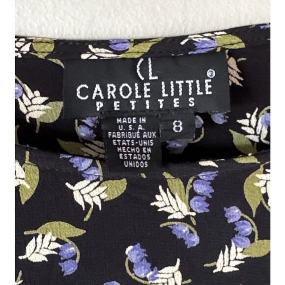 Carole Little Purple Floral Top Women’s Petite Size 8P Blouse Short Sleeve VTG - Picture 5 of 8